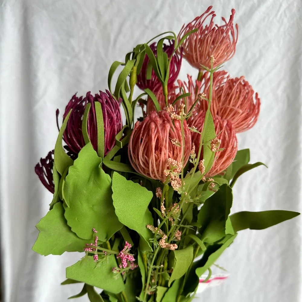 Exotic Red Protea Artificial Floral Bouquet – Bold and Unique Tropical Décor